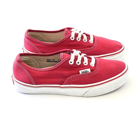 Vans Other - VANS Authentic Mens Sz 6 Women Sz 7.5 Unisex Canvas Lace Up Sneakers Red